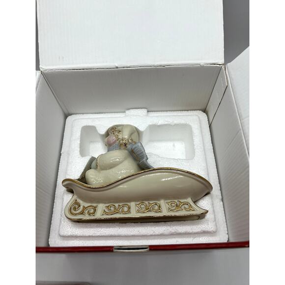 Lenox Christmas Snowlight Sleighlight Votive Snowman On Sled Candle Holder - Picture 3 of 5